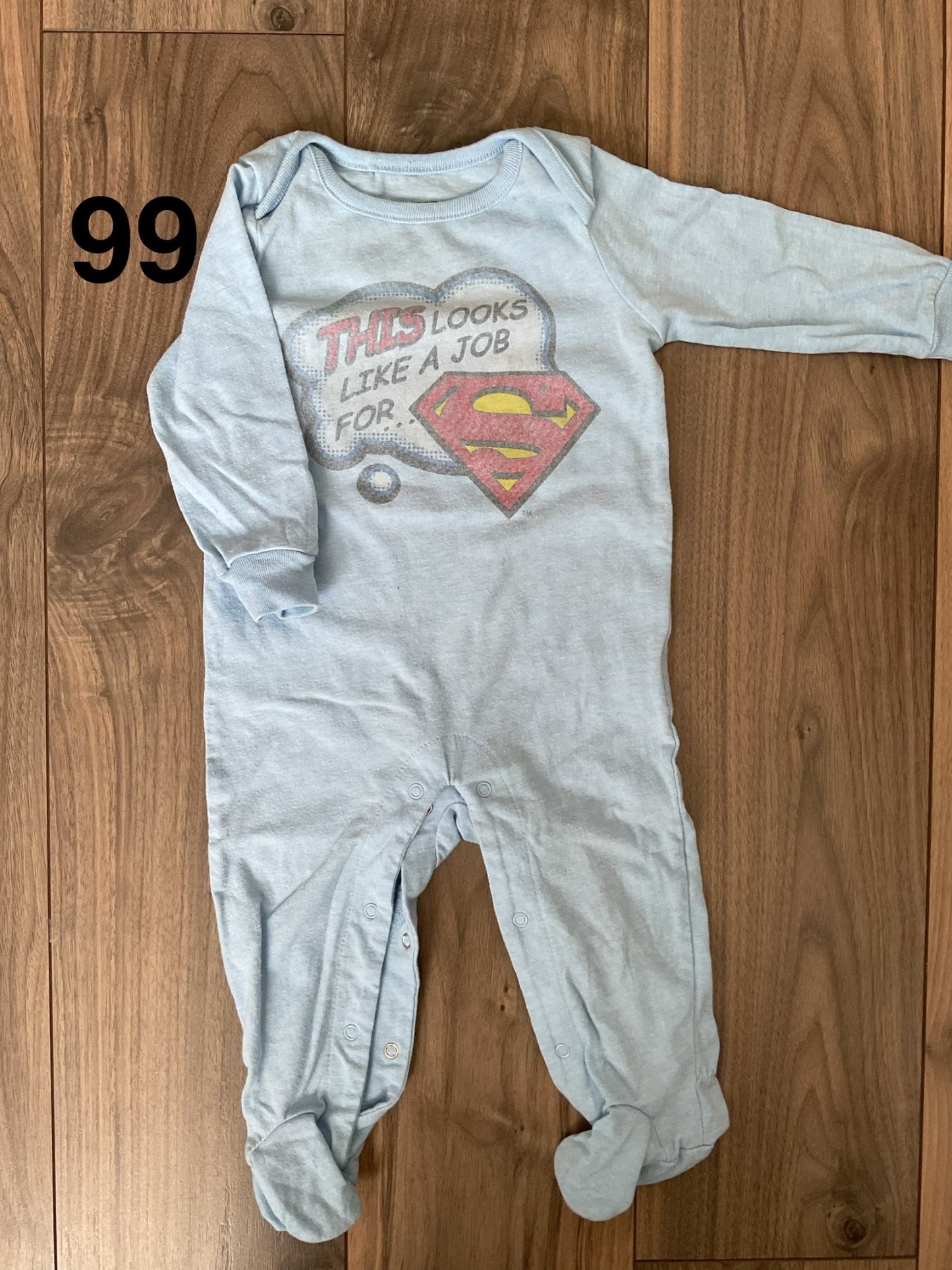 Baby Blue Superman Sleeper 6-9 Months, Kids 9 Month (6-9M)