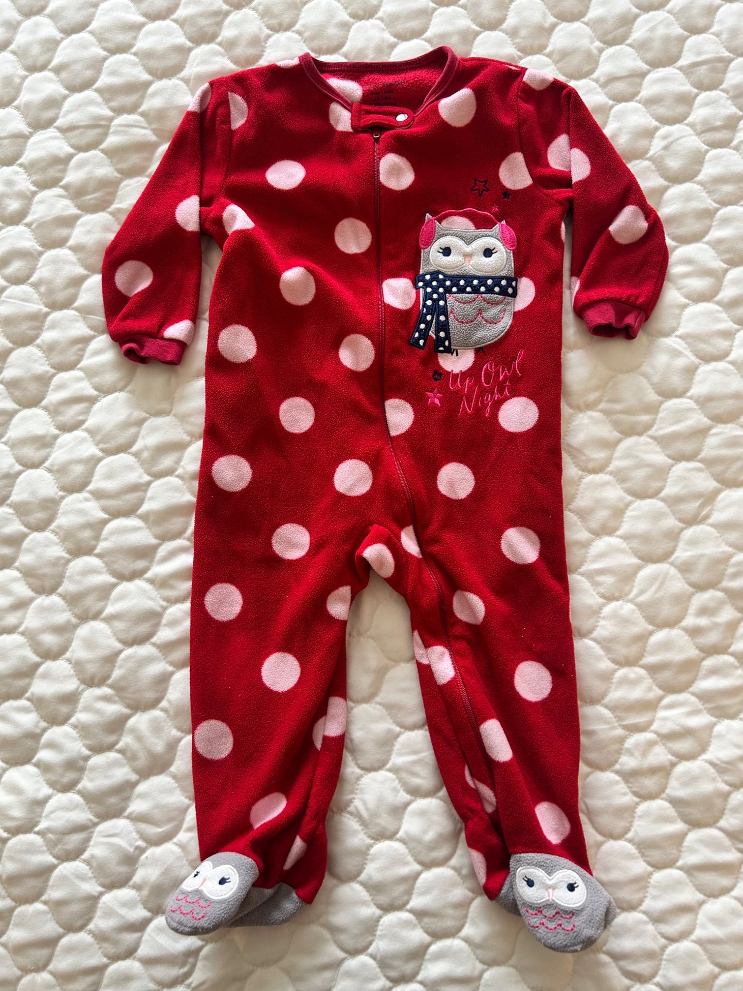 “Up Owl Night” Toddler (12-18 Month) Fleece Onesie Sleeper, Kids 24 Month (18-24M)