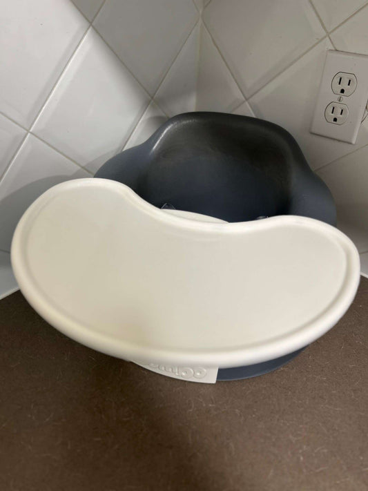 VGUC Bumbo Floor Seat w. Tray and Straps - Slate Grey; Retails: $118.90