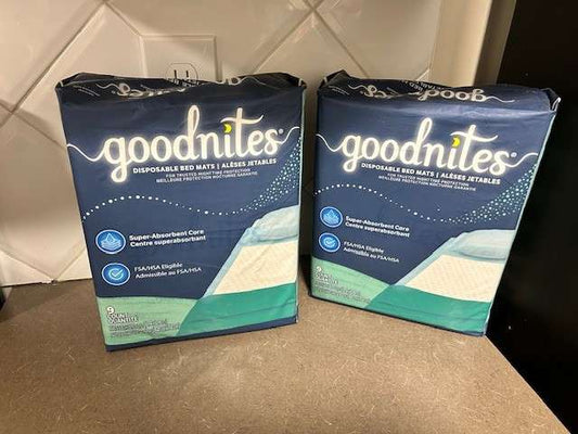 BNIB GoodNites Disposable Bed Mats (2 x 9 Count); Retails: $29.94