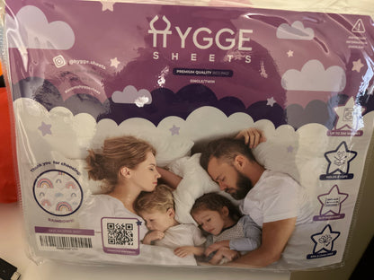 BNIB Hygge Sheets (Rainbow) Potty Training Mattress Pads for TWIN Bed -  100% Waterproof and Washable; Retails: $36.99