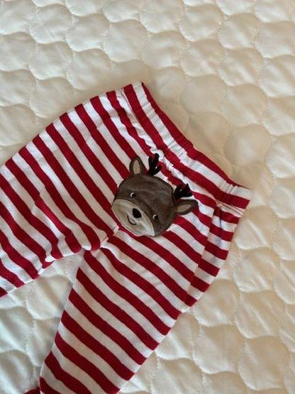 EUC Reindeer Striped Pants (6 Months), Kids 6 Month (3-6M)
