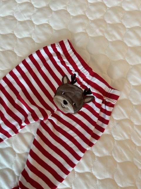 EUC Reindeer Striped Pants (6 Months), Kids 6 Month (3-6M)