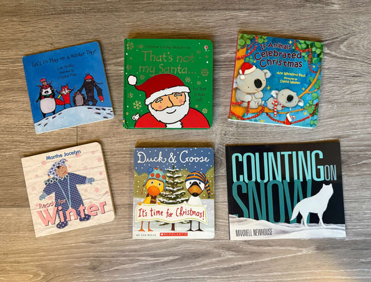 5 Christmas/Winter Board Books + 1 paperback