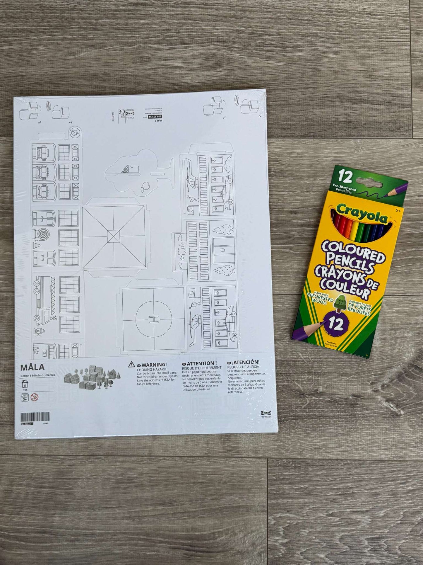 NEW Cardboard town (IKEA) + Pencil Crayons