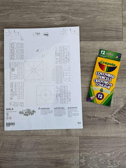 NEW Cardboard town (IKEA) + Pencil Crayons