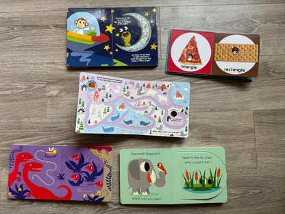 Interactive Toddler board books - flip, slide, touch and poke!