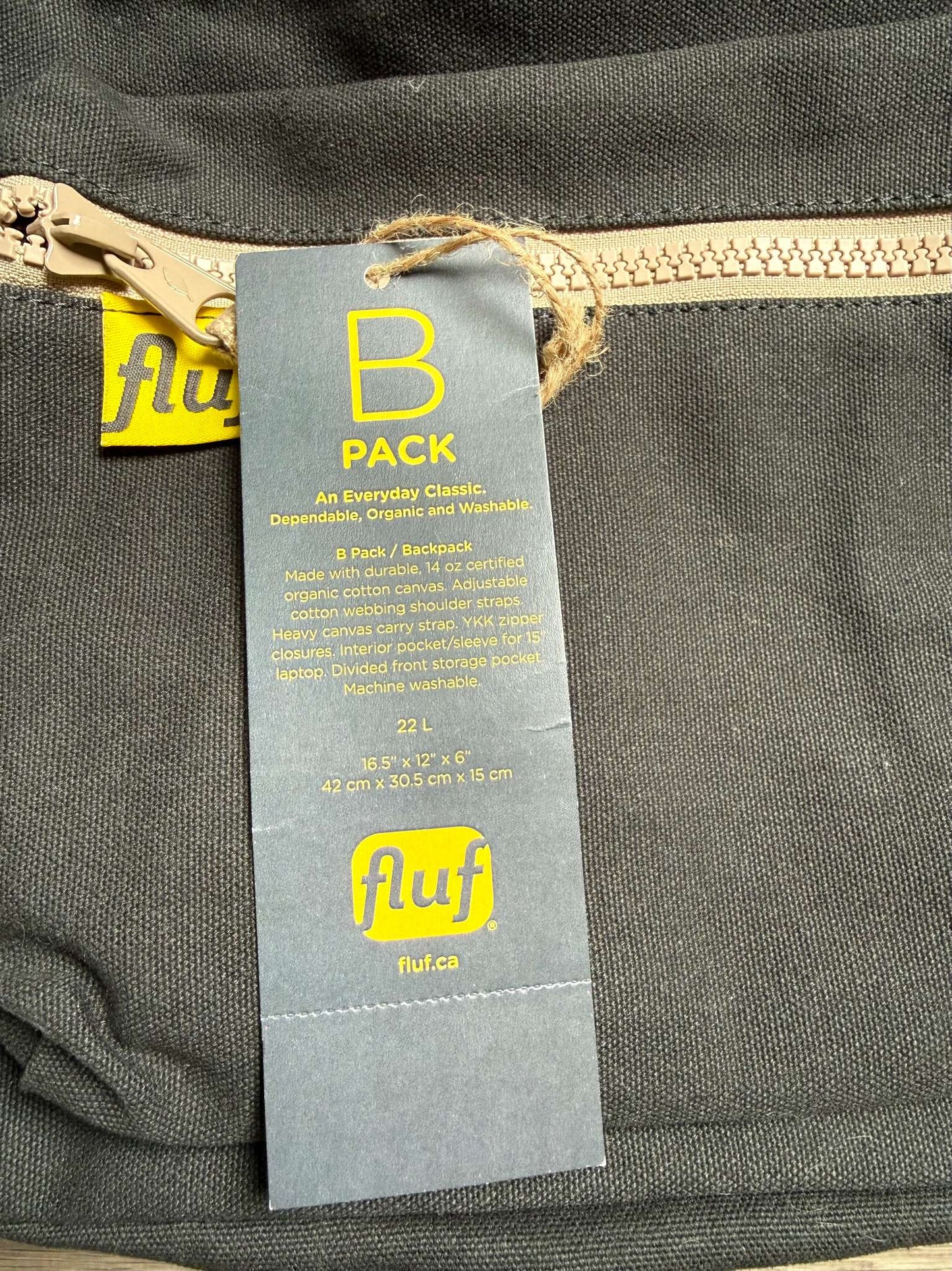 NEW Fluf Organic Cotton Backpack; MSRP $68.95