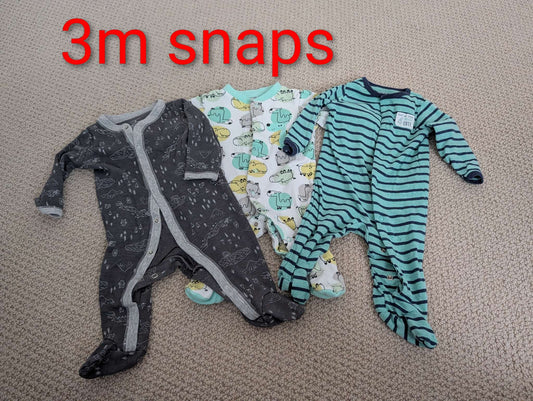 3m woodland, Hippo, stripe sleepers, Kids 3 Month (0-3M)