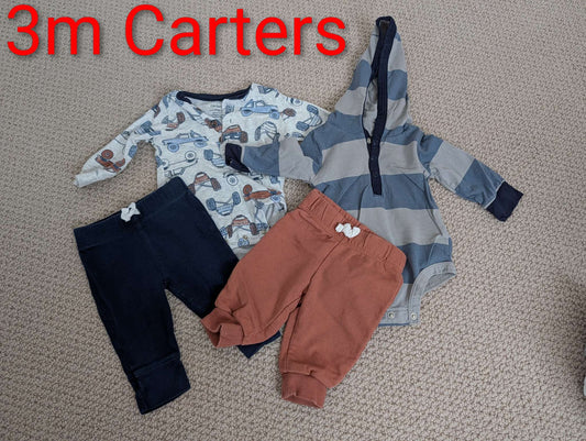 3m Carters blue-orange set , Kids 3 Month (0-3M)