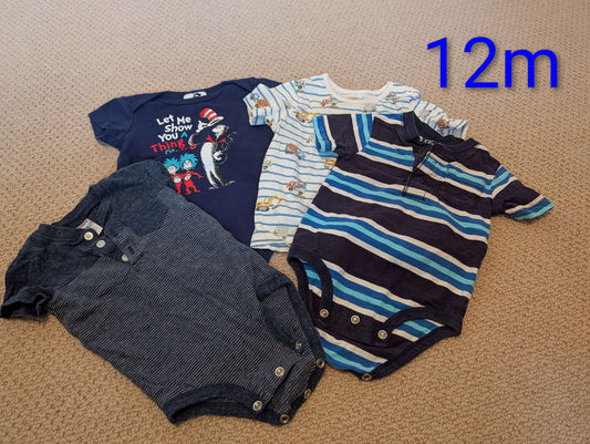 12m Blue T and Onesie Bundle, Kids 12 Month (9-12M)