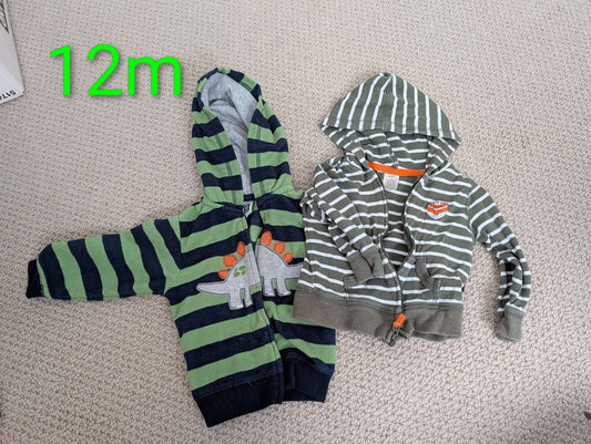 12m striped zip up hoodies, Kids 12 Month (9-12M)