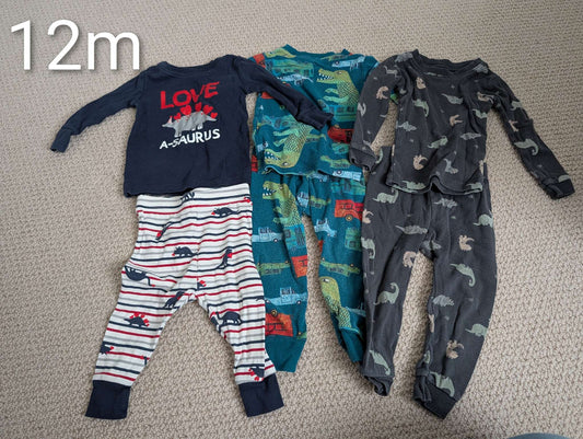 12m Dino pajamas, Kids 12 Month (9-12M)