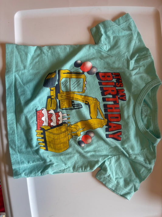Excavator Birthday tshirt, Kids 18 Month (12-18M)