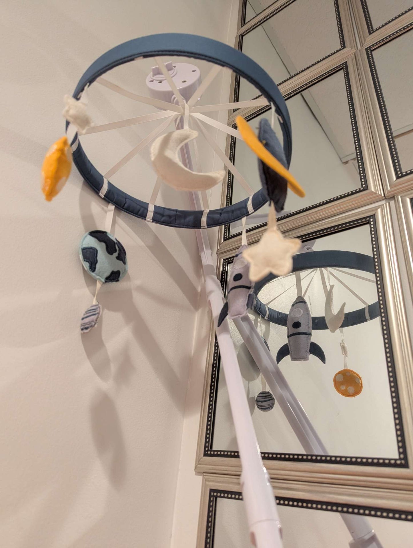 Space Crib Mobile with Long Arm & Lullaby Music Rotator