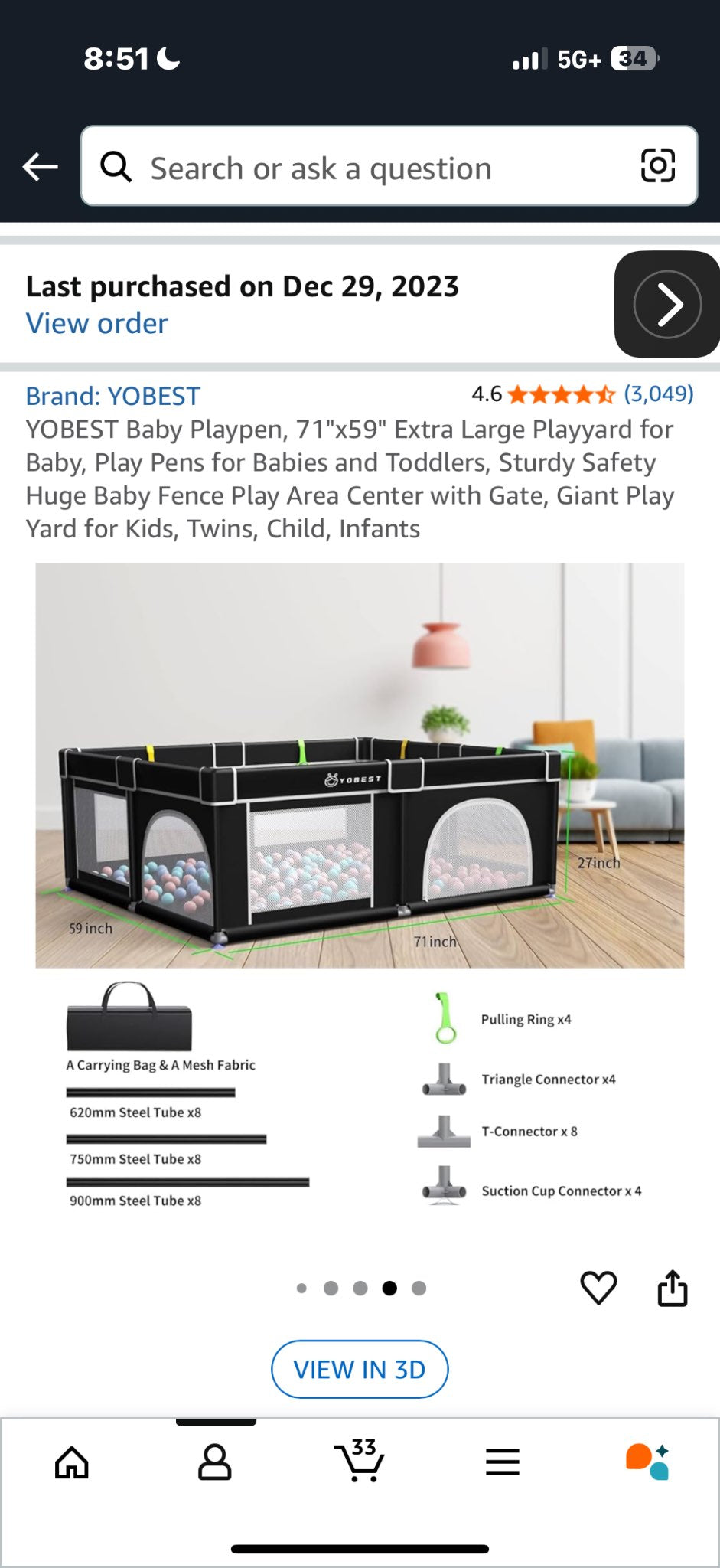 71" x 59" Extra Large Play Yard