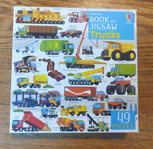 Usborne Jigsaw Puzzle 49pcs + Book - TRUCKS