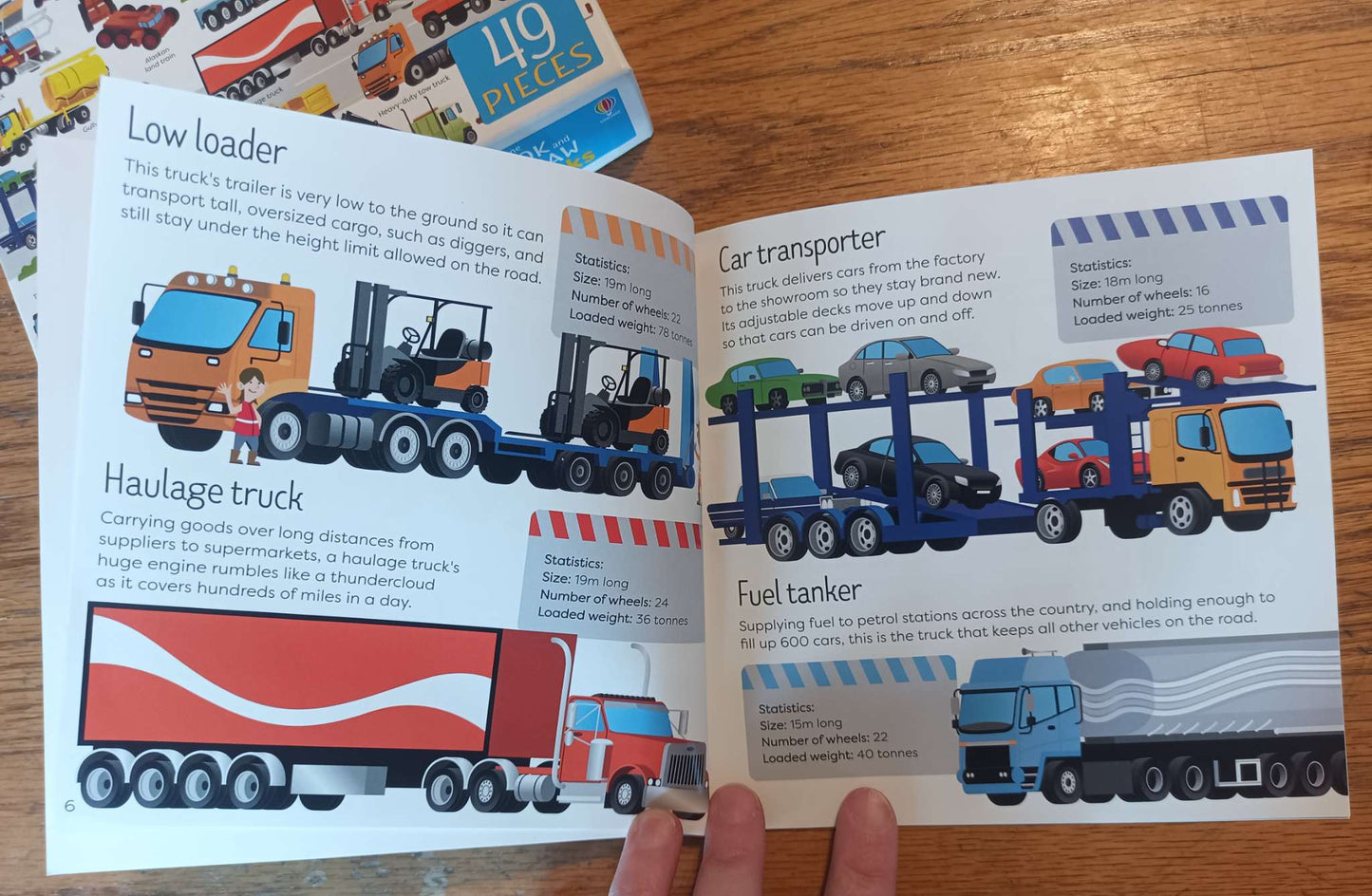 Usborne Jigsaw Puzzle 49pcs + Book - TRUCKS