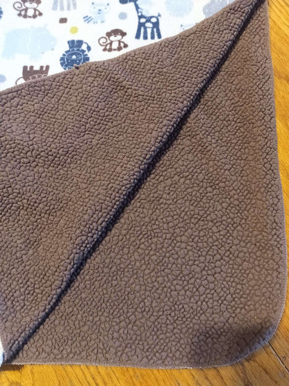 Carter's Minky Toddler/Baby Blanket - Blue Stripe & Jungle Animals