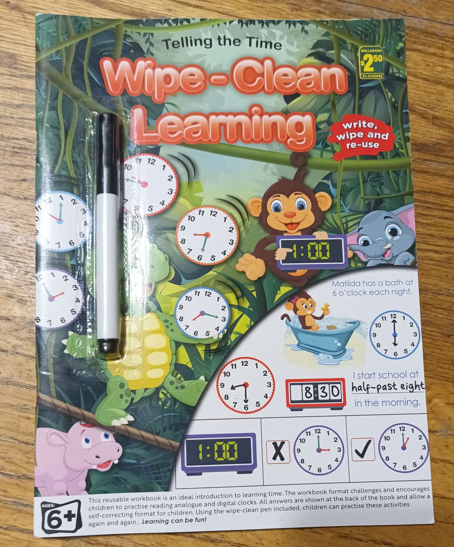 Dry Erase Work Book + Telling Time Work Books