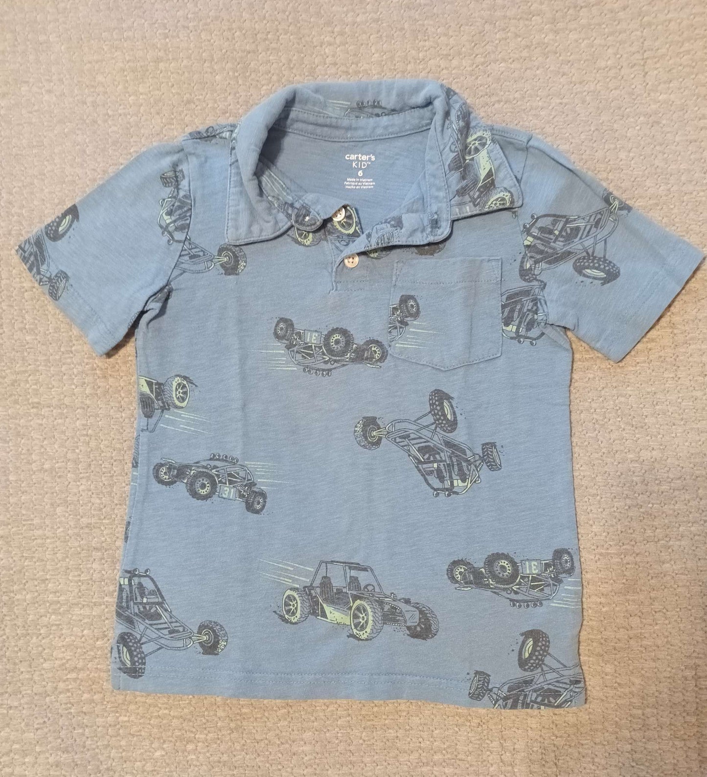H&M Motorcycle Pullover + Carter's Dune Buggy Polo - size 6, Kids 6/6X