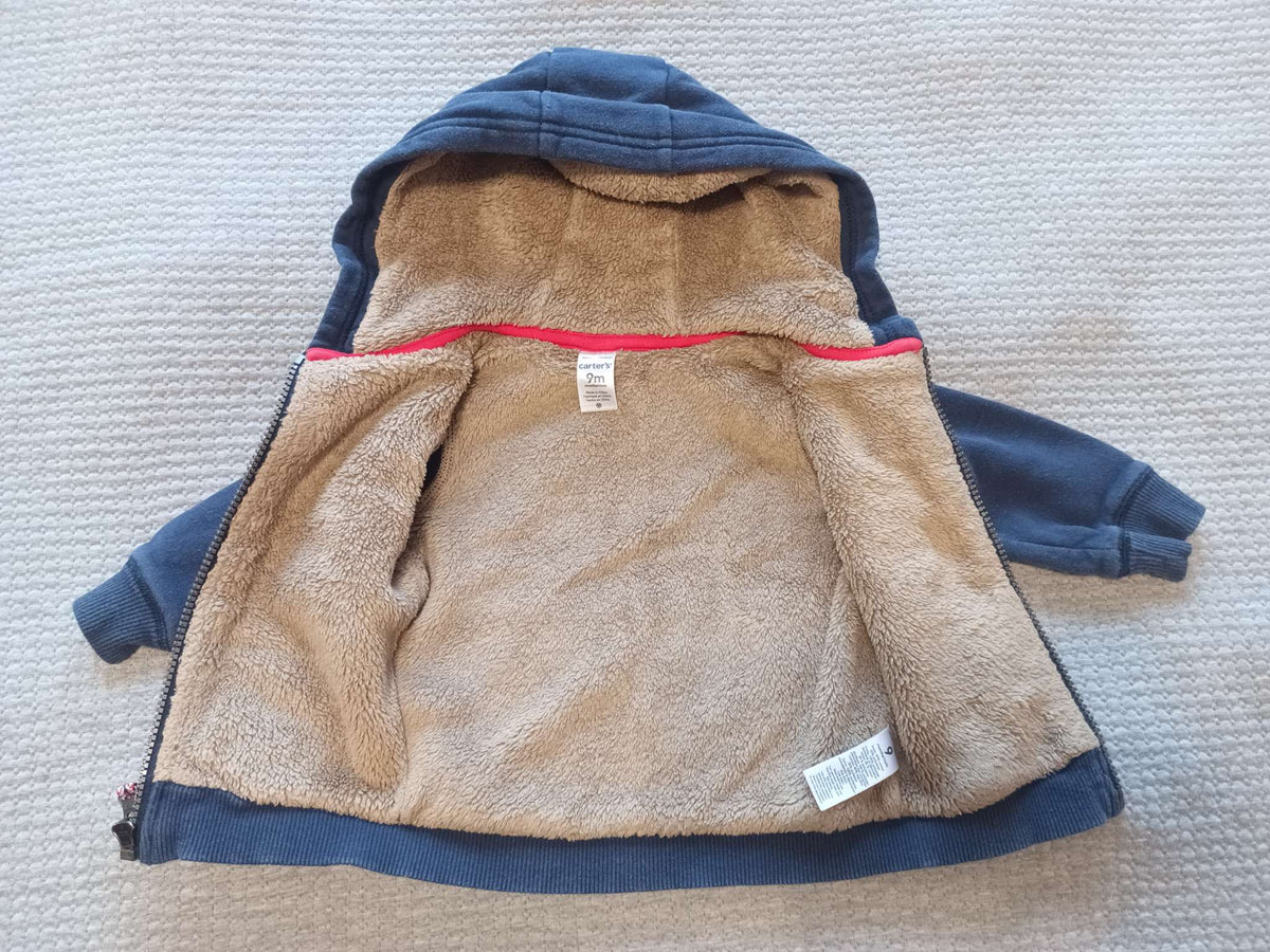 Carter's Fuzzy Lined Hoodie - size 9 months , Kids 9 Month (6-9M)