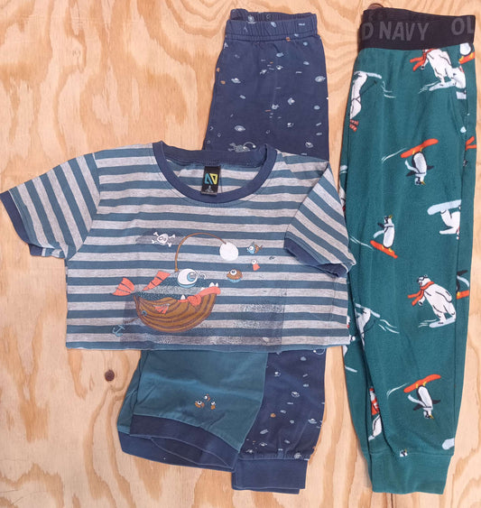 Boys PJ Lot - Fleece Pants & 3-pc Cotton Set - size 5, Kids 5/5T
