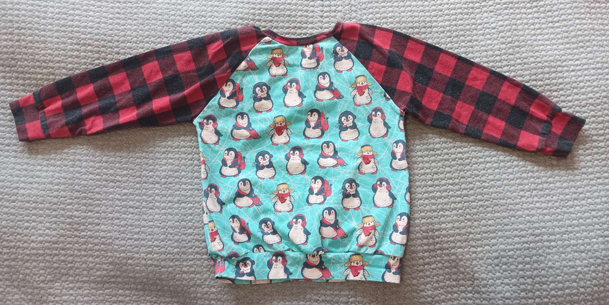Small Shop/Handmade - Winter Penguins Raglan T-shirt - size 18-24 month, Kids 24 Month (18-24M)