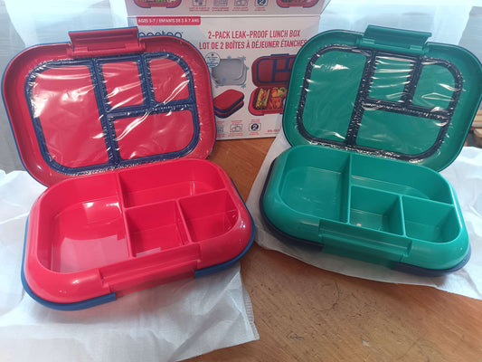 Bentgo Kids Chill Snack Lunch Containers - Green/Navy & Red/Blue