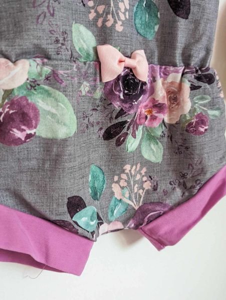 10 Tiny Toes Grey & Purple Floral Playsuit