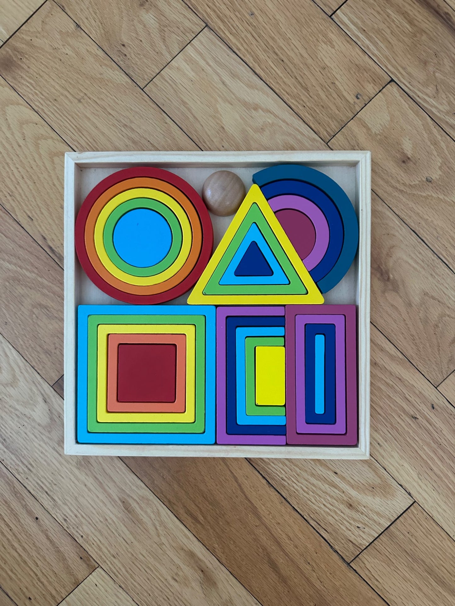 Wooden Stacking Rainbow Shapes