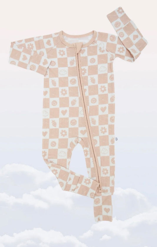 Sunday Littles Peach Checkered PJs, Kids 18 Month (12-18M)