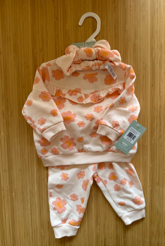 Petit Lem Flower 3 Piece Set, Kids 6 Month (3-6M)