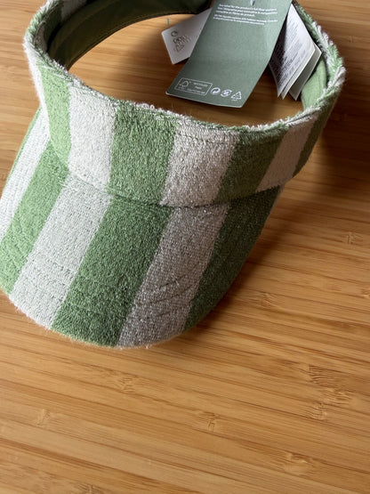 Green Striped Terry Cloth Visor