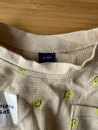 Old Navy Happy Face Waffle Short Set, Kids 18 Month (12-18M)
