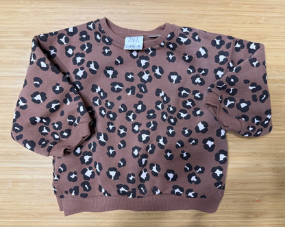 Zara Leopard Brown Sweater, Kids 12 Month (9-12M)