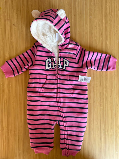 Gap Pink Striped Fleece Lined Outfit, Kids 6 Month (3-6M)