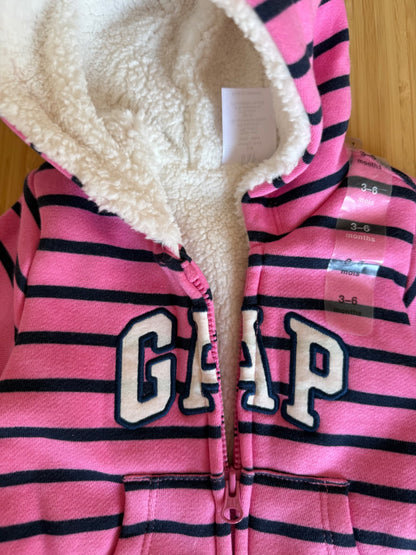 Gap Pink Striped Fleece Lined Outfit, Kids 6 Month (3-6M)