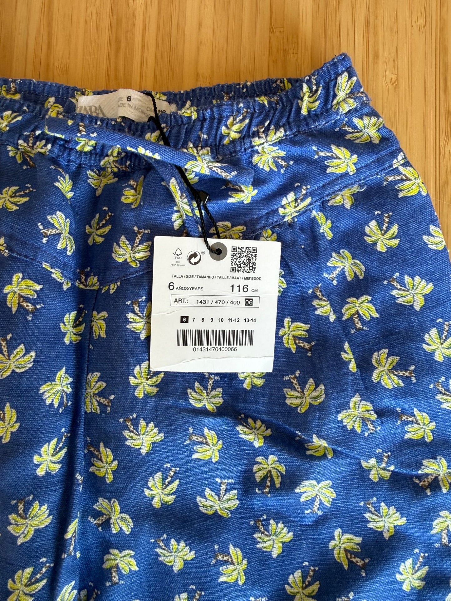 Zara Palm Print Pants , Kids 6/6X