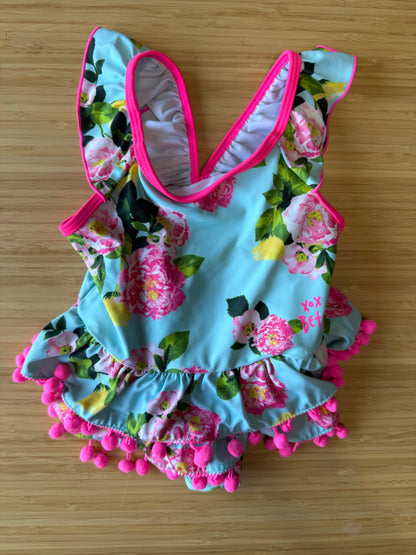 Betsey Johnson Pompom Ruffle Swimsuit, Kids 24 Month (18-24M)