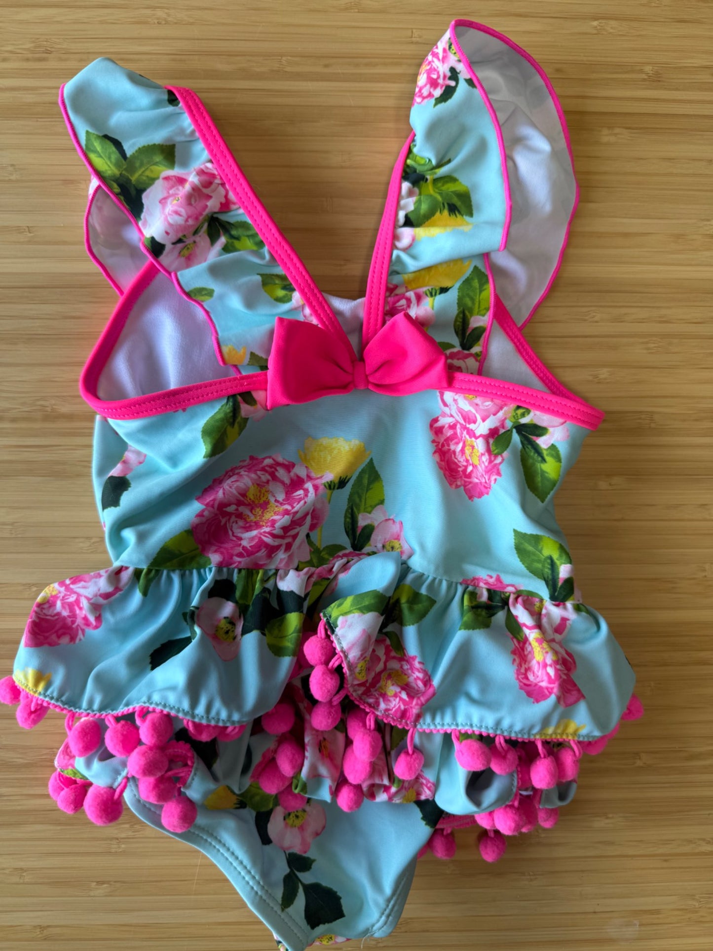 Betsey Johnson Pompom Ruffle Swimsuit, Kids 24 Month (18-24M)