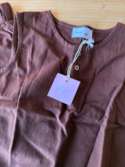 Never Not Brown Linen Two Piece Set , Kids 4/4T