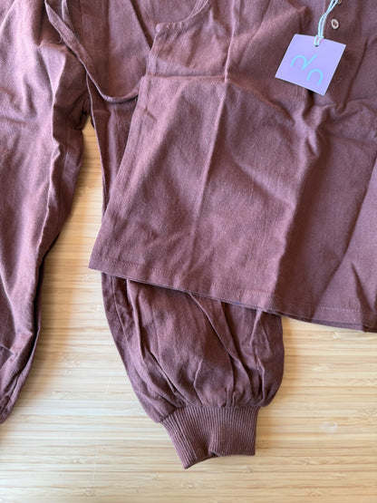 Never Not Brown Linen Two Piece Set , Kids 4/4T