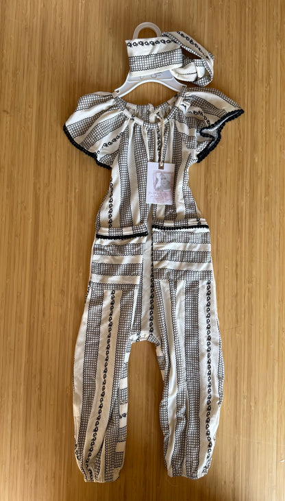 Jessica Simpson Black and White Romper with Headband, Kids 24 Month (18-24M)