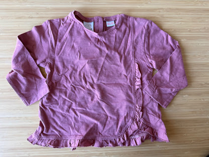 Zara Mauve Long Sleeve Ruffle Top, Kids 24 Month (18-24M)