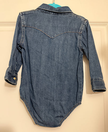 Wrangler Toddler Denim Onesie Size 18M, Kids 18 Month (12-18M)