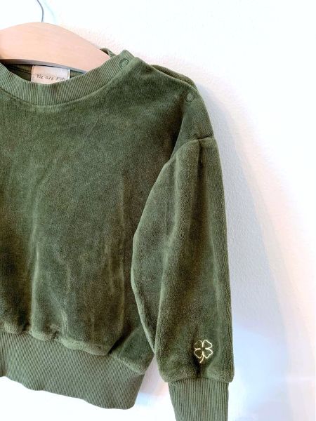 "We Are Kids" Olive Green Velour Sweater 12-18 months