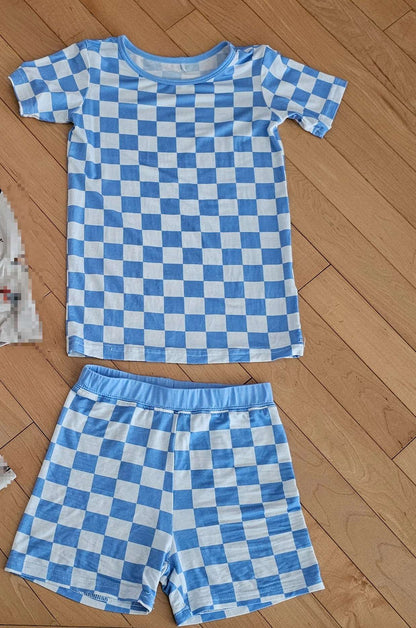 Gingham PJ Shorts Matching Set 4-5yrs Unisex, Kids 4/4T