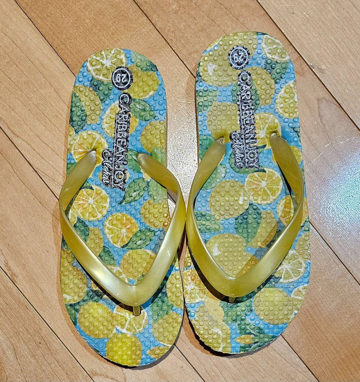 10/11 Lemon Print Flip Flops NWOT, Shoes 10.5 (Toddler:2-4yr)