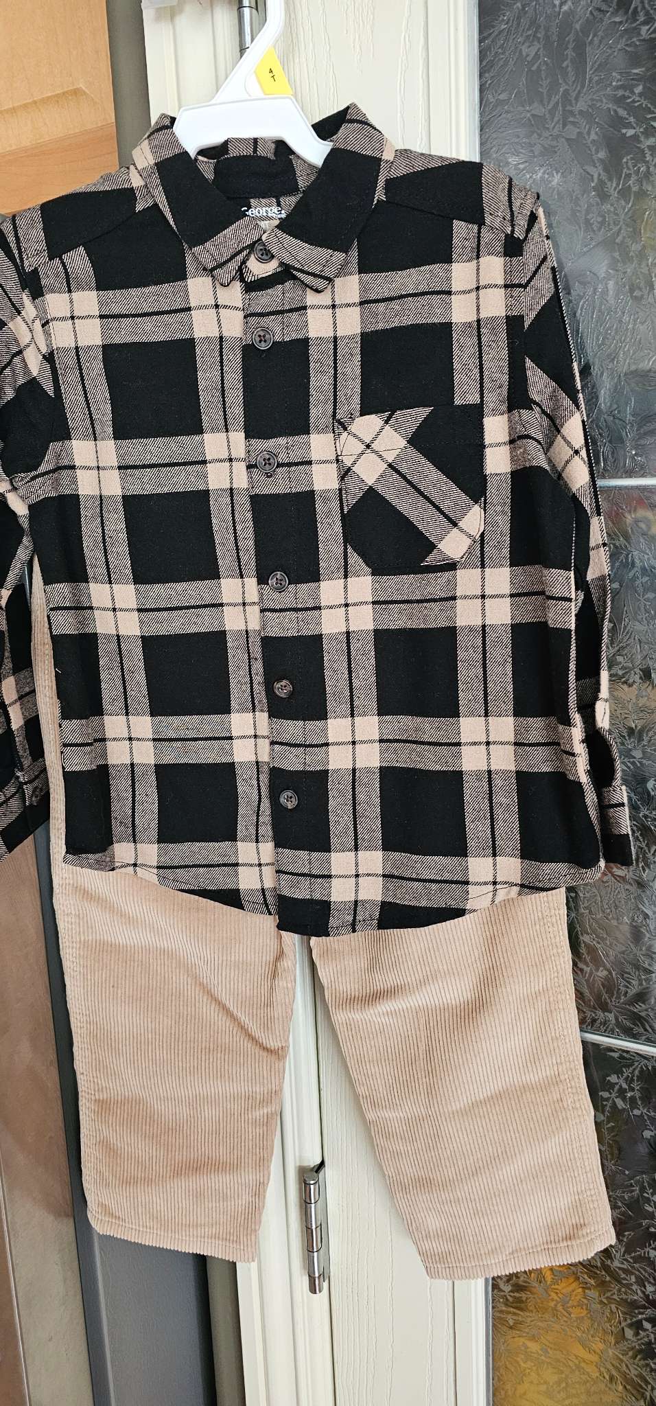 [NEW] 2-piece Plaid LS and Corduroy Pants Boys 4T, Kids 4/4T